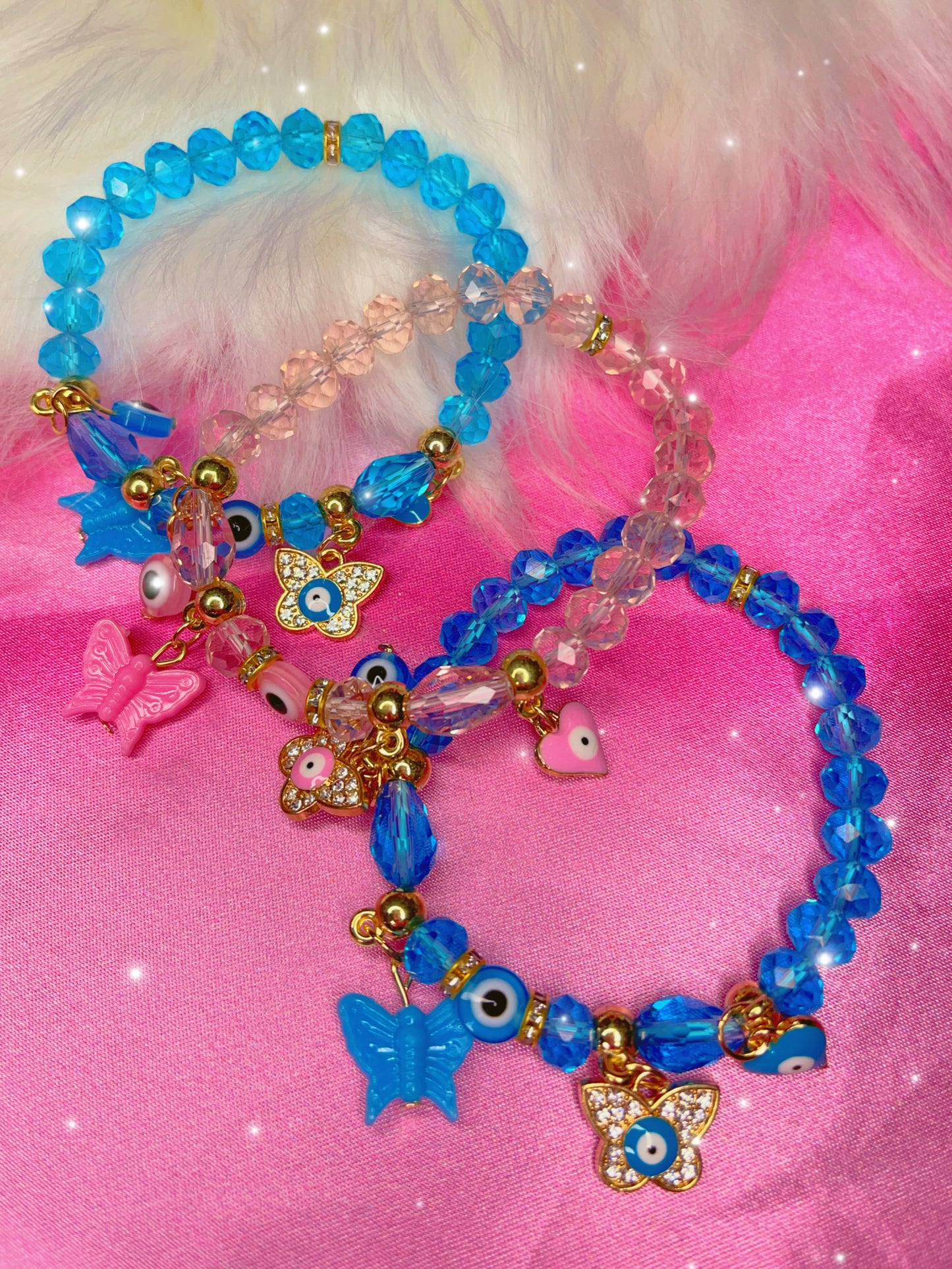 Evil Eye Butterfly Crystal Charm Bracelets