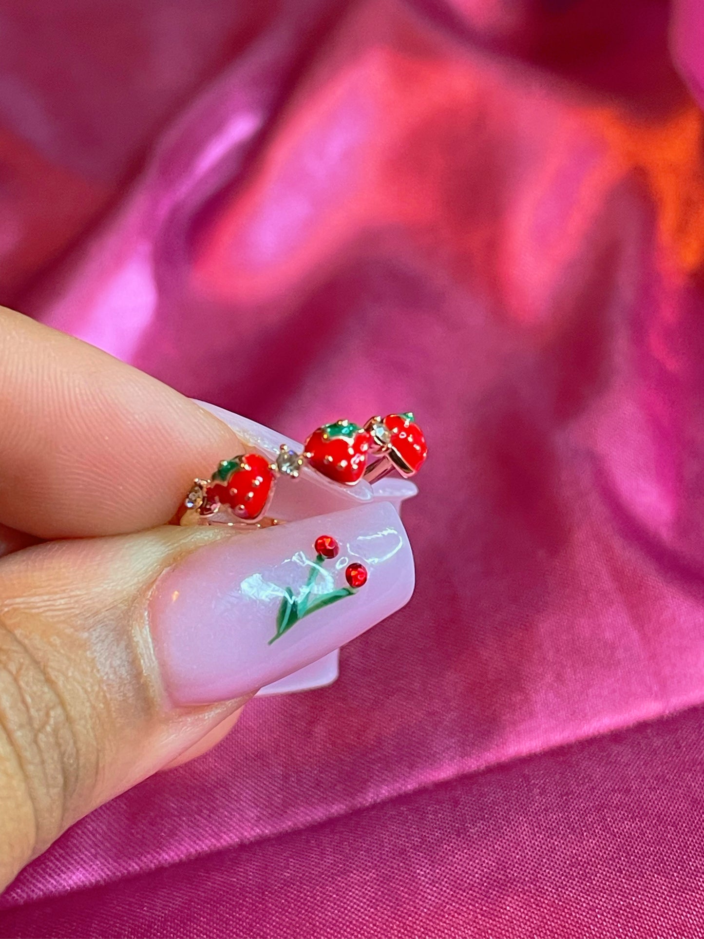 Strawberry 14k rosegold Ring Set 🍓