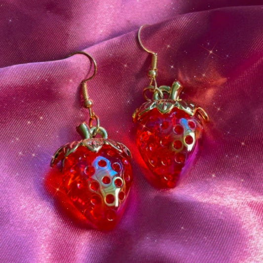 Iridescent Strawberry Earrings