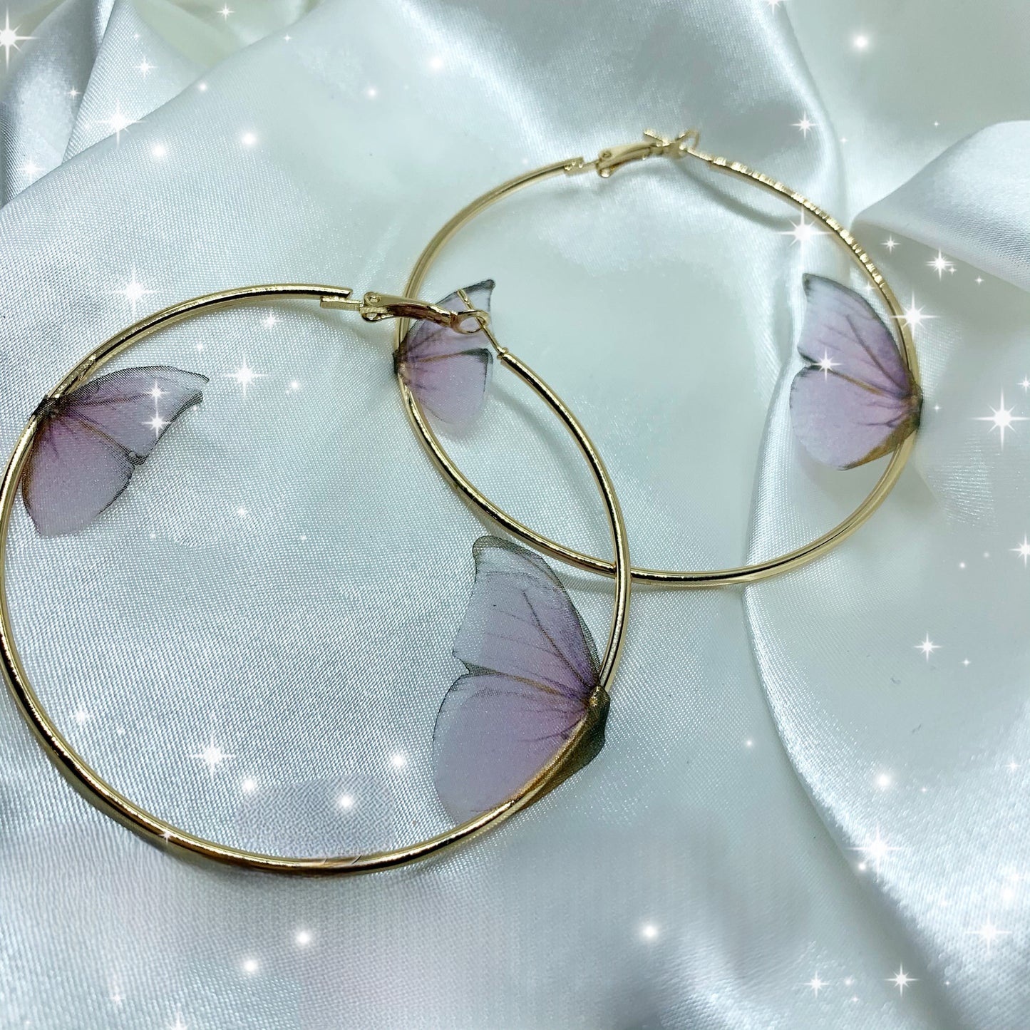 Lavender Flutter Butterfly Hoop Earrings