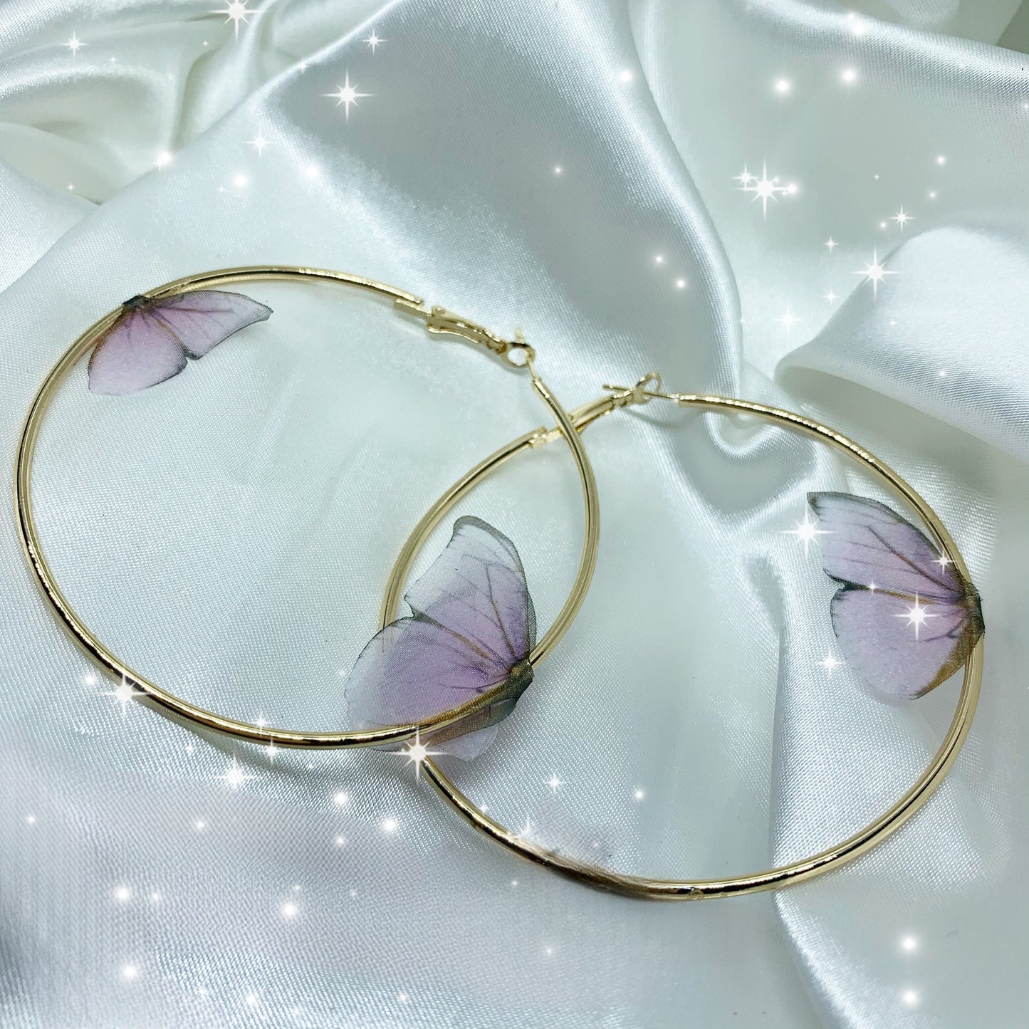 Lavender Flutter Butterfly Hoop Earrings