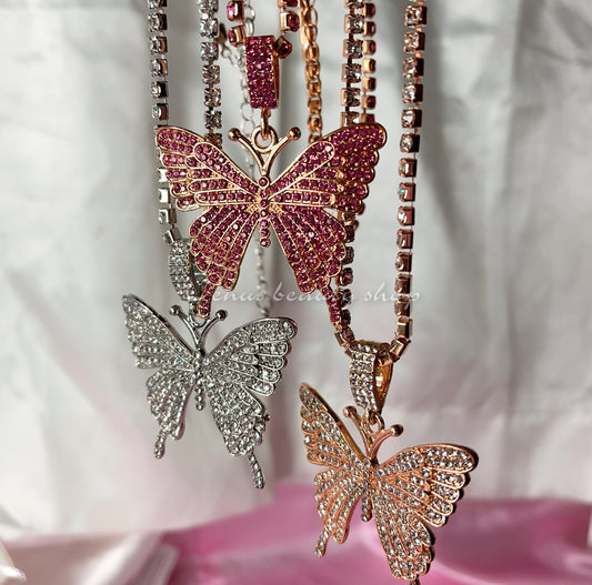 Boujee Blinged-Out Butterfly Pendants